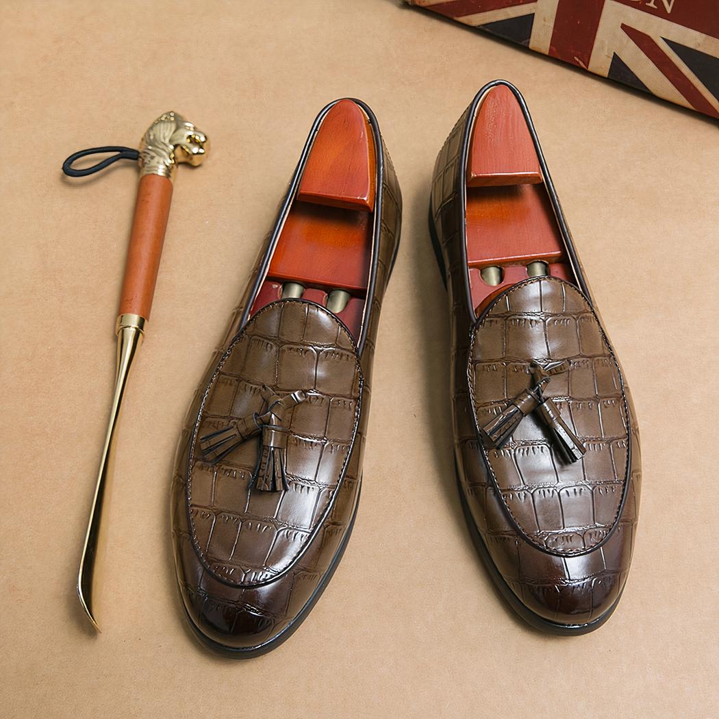 Mocassins à glands élégants en cuir effet croco pour homme