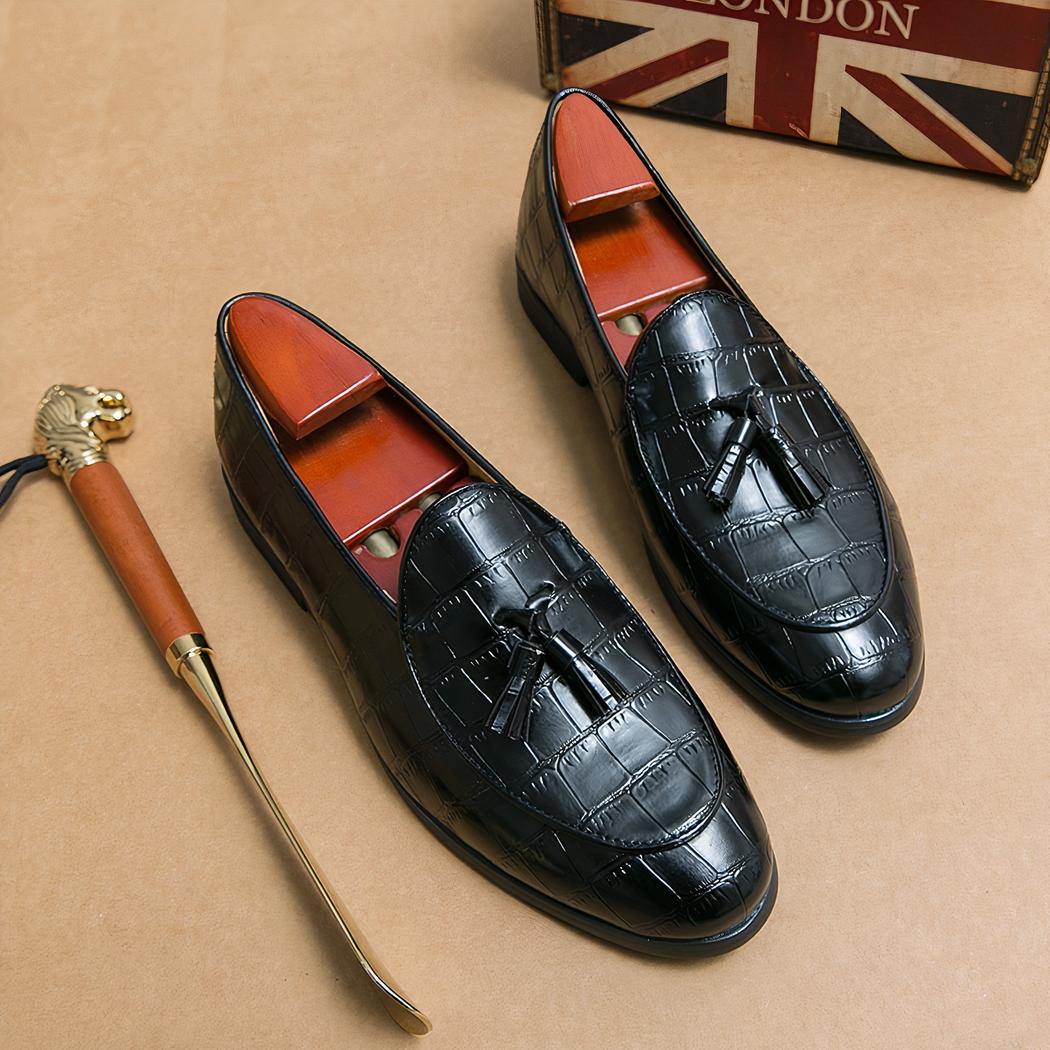 Mocassins à glands élégants en cuir effet croco pour homme