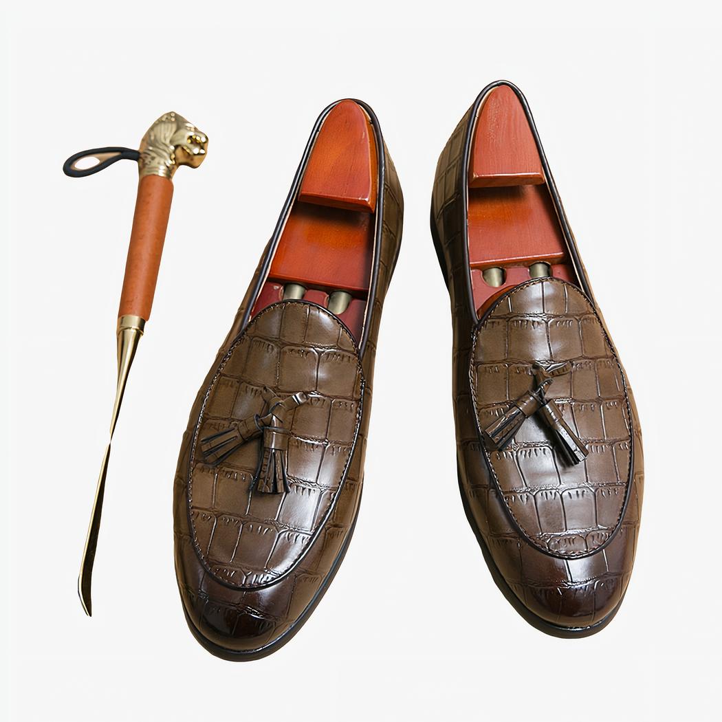 Mocassins à glands élégants en cuir effet croco pour homme