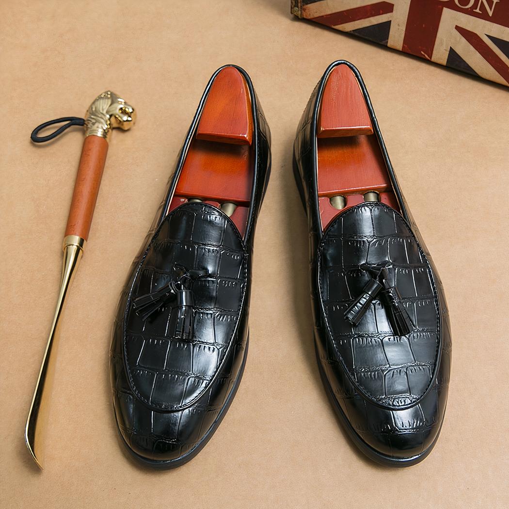 Mocassins à glands élégants en cuir effet croco pour homme