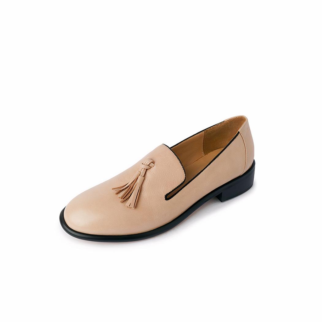 Mocassins à glands en cuir véritable et bout rond pour femme