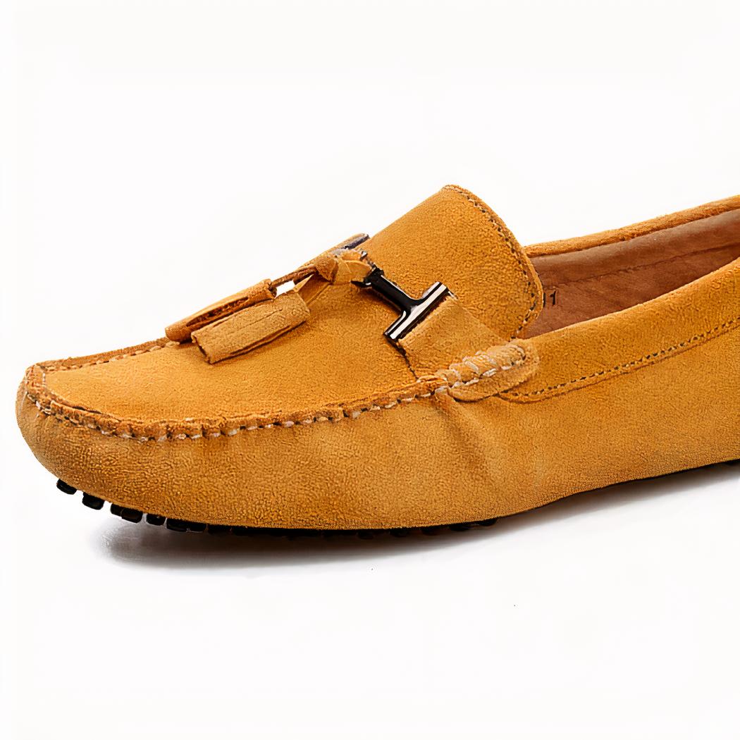 Mocassins à glands en daim camel pour homme