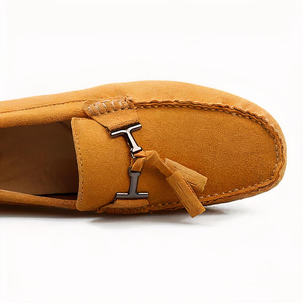 Mocassins à glands en daim camel pour homme