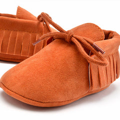 Mocassins à lacets avec des franges pour bébé, Orange