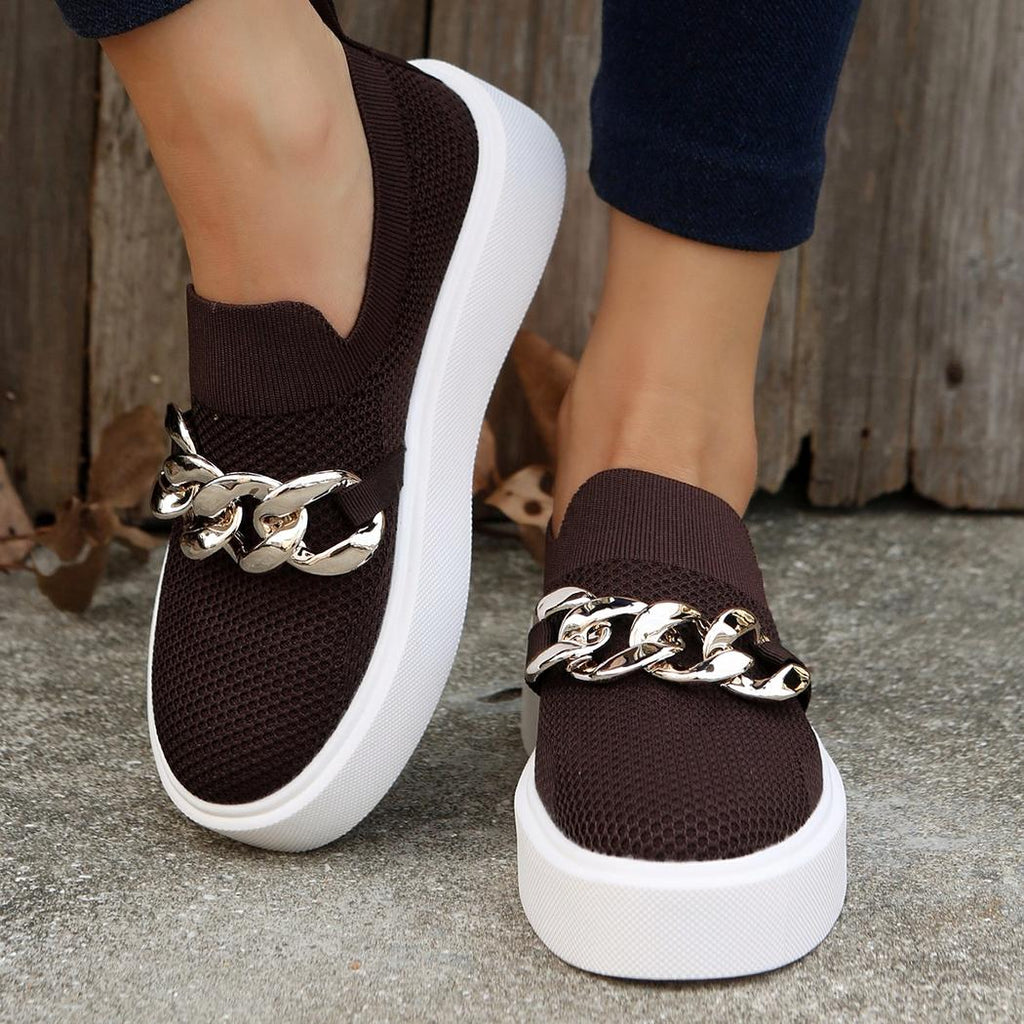 Mocassins à plateforme à chaine métallique