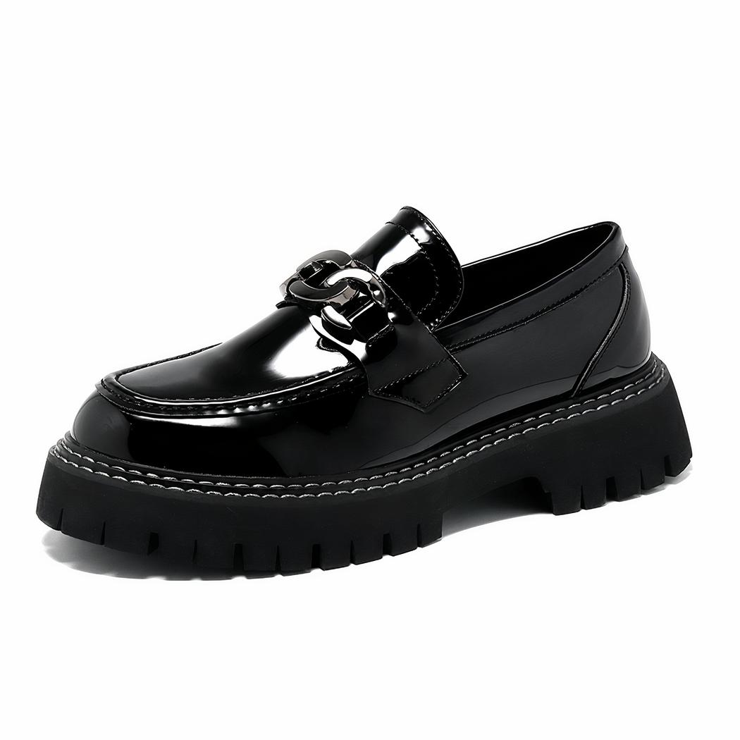Mocassins à plateforme à enfiler en cuir verni pour hommes