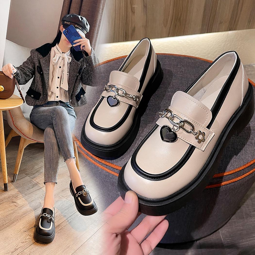 Mocassins à plateforme de style britannique pour femme