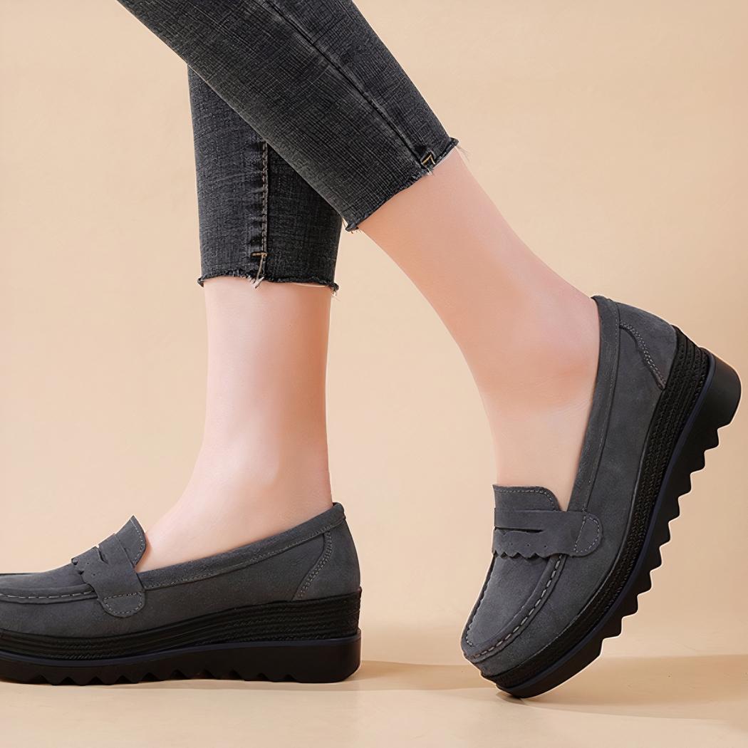Mocassins à plateforme effet cuir suédé pour femme