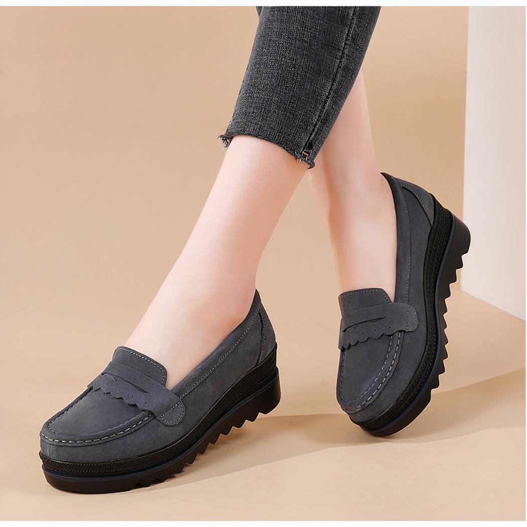 Mocassins à plateforme effet cuir suédé pour femme