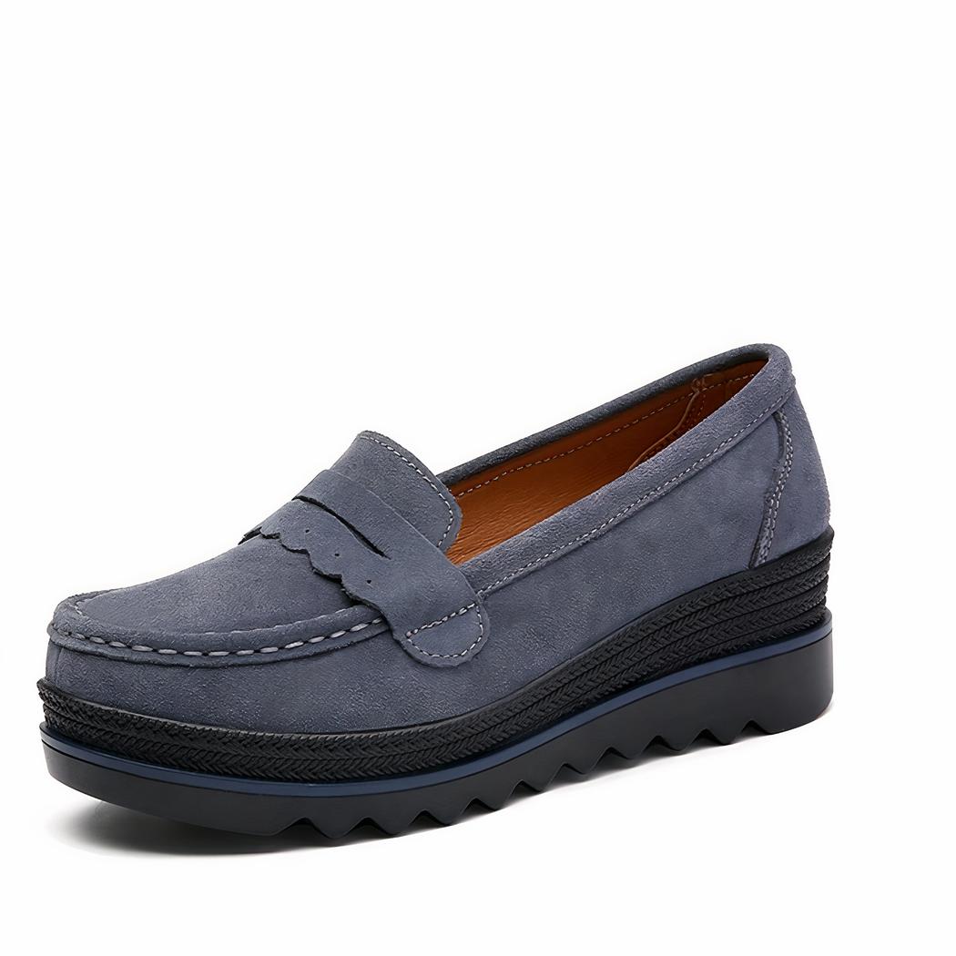 Mocassins à plateforme effet cuir suédé pour femme