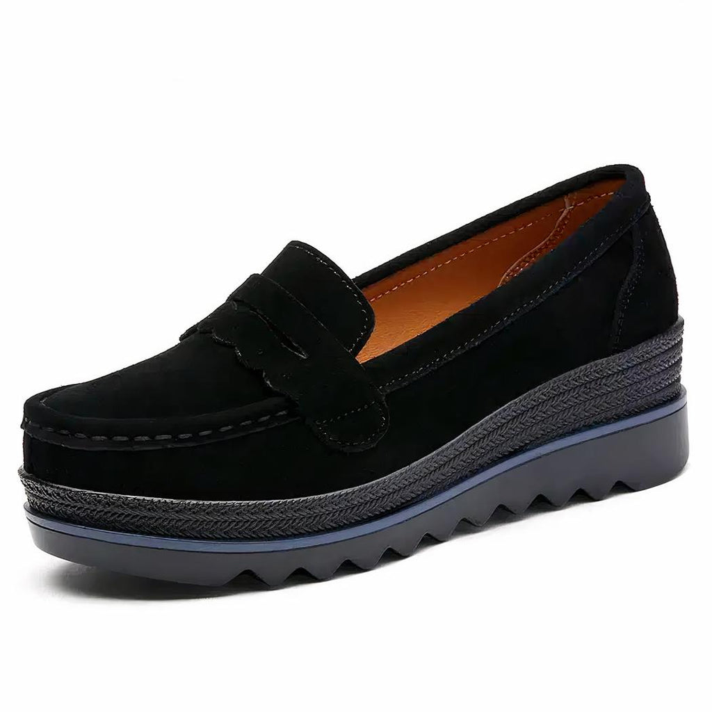 Mocassins à plateforme effet cuir suédé pour femme