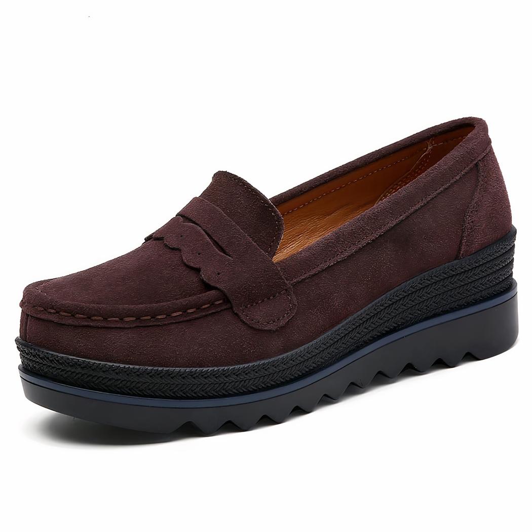 Mocassins à plateforme effet cuir suédé pour femme