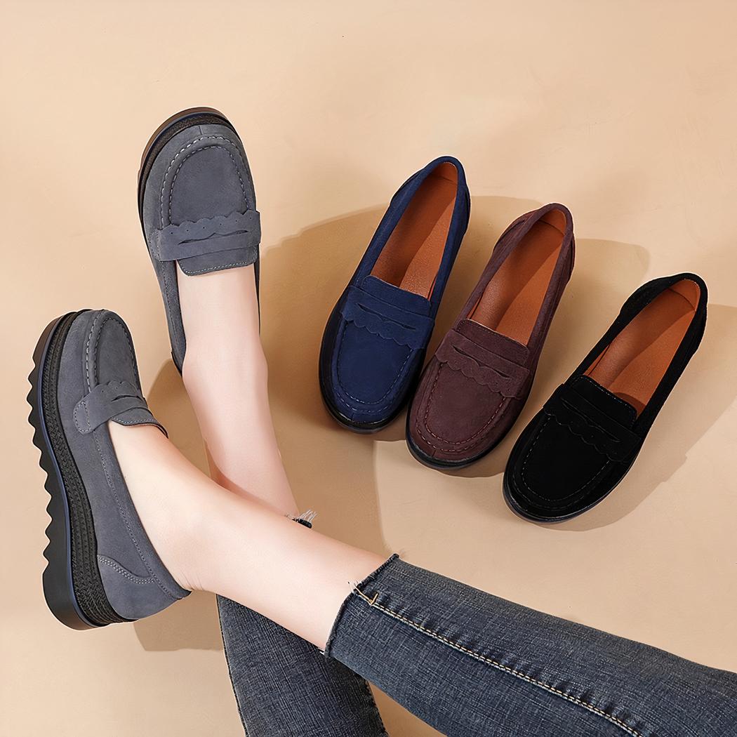 Mocassins à plateforme effet cuir suédé pour femme