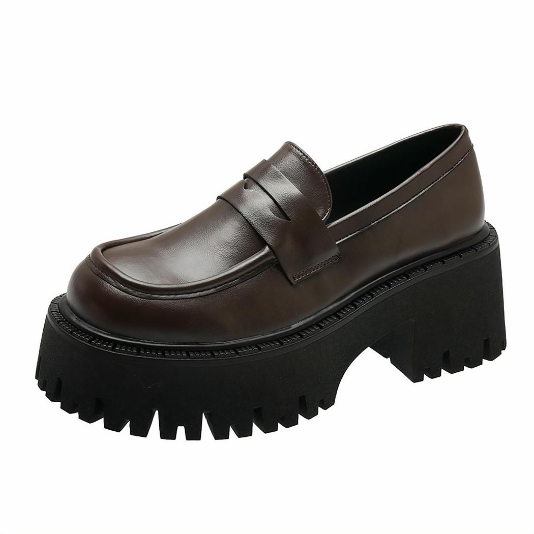 Mocassins à plateforme en cuir marron pour femmes