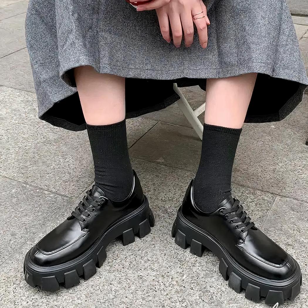 Mocassins à plateforme épaisse style britannique
