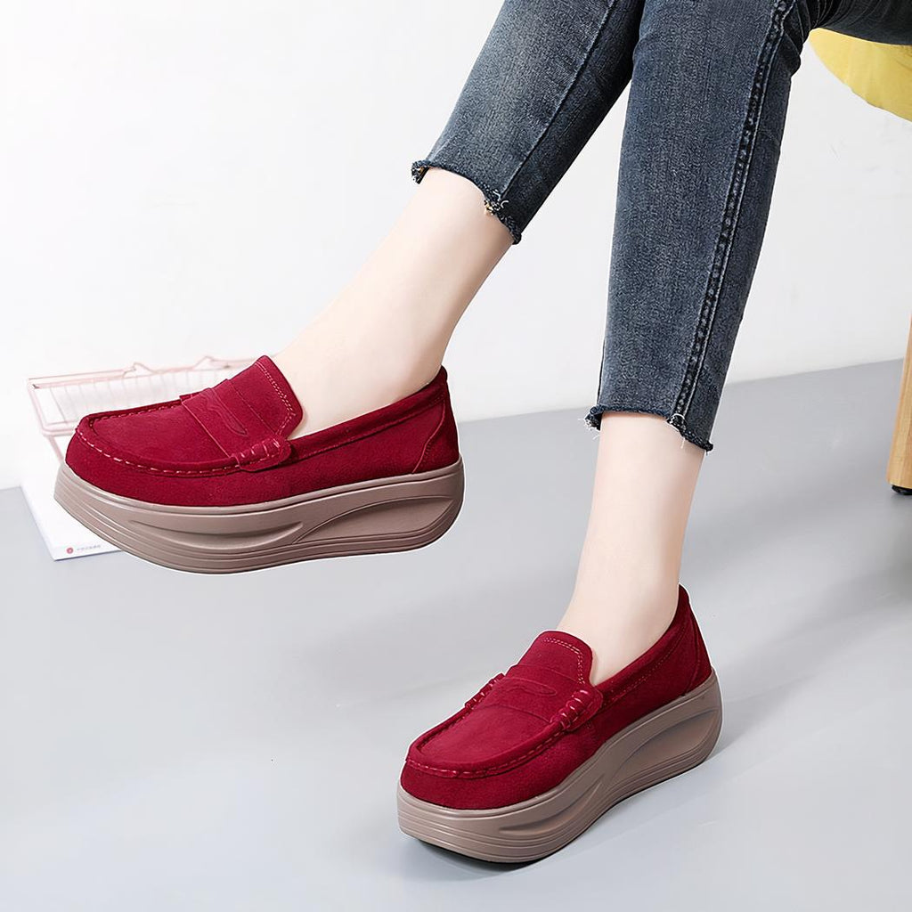 Mocassins à plateforme aspect daim pour femme