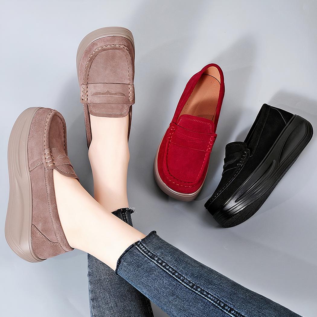Mocassins à plateforme aspect daim pour femme