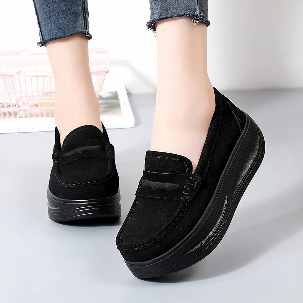 Mocassins à plateforme aspect daim pour femme