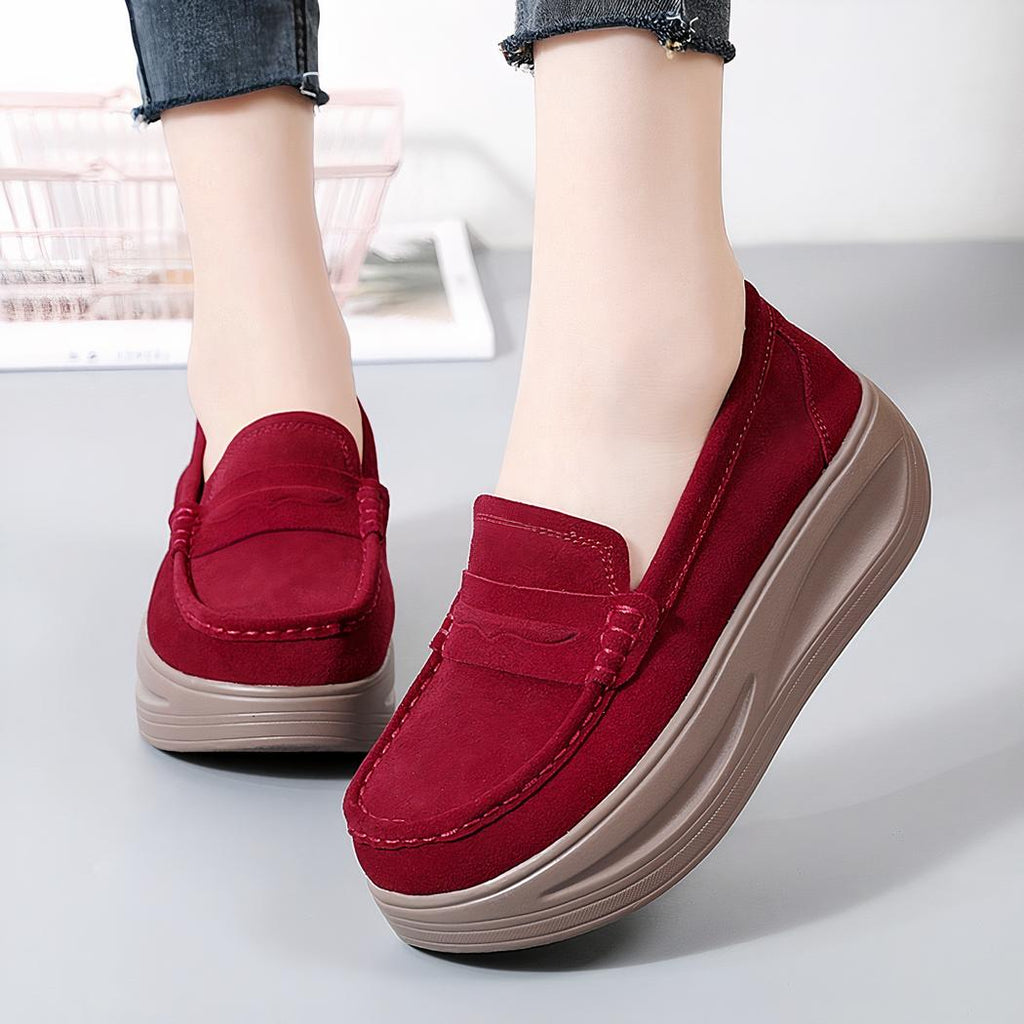 Mocassins à plateforme aspect daim pour femme