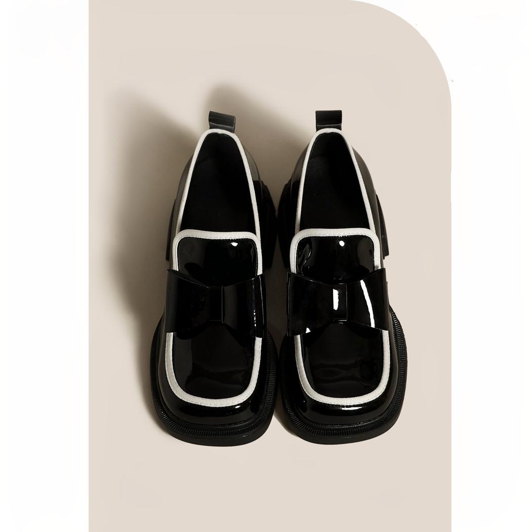 Mocassins à plateforme ornés d'un ravissant nœud papillon noir pour femmes