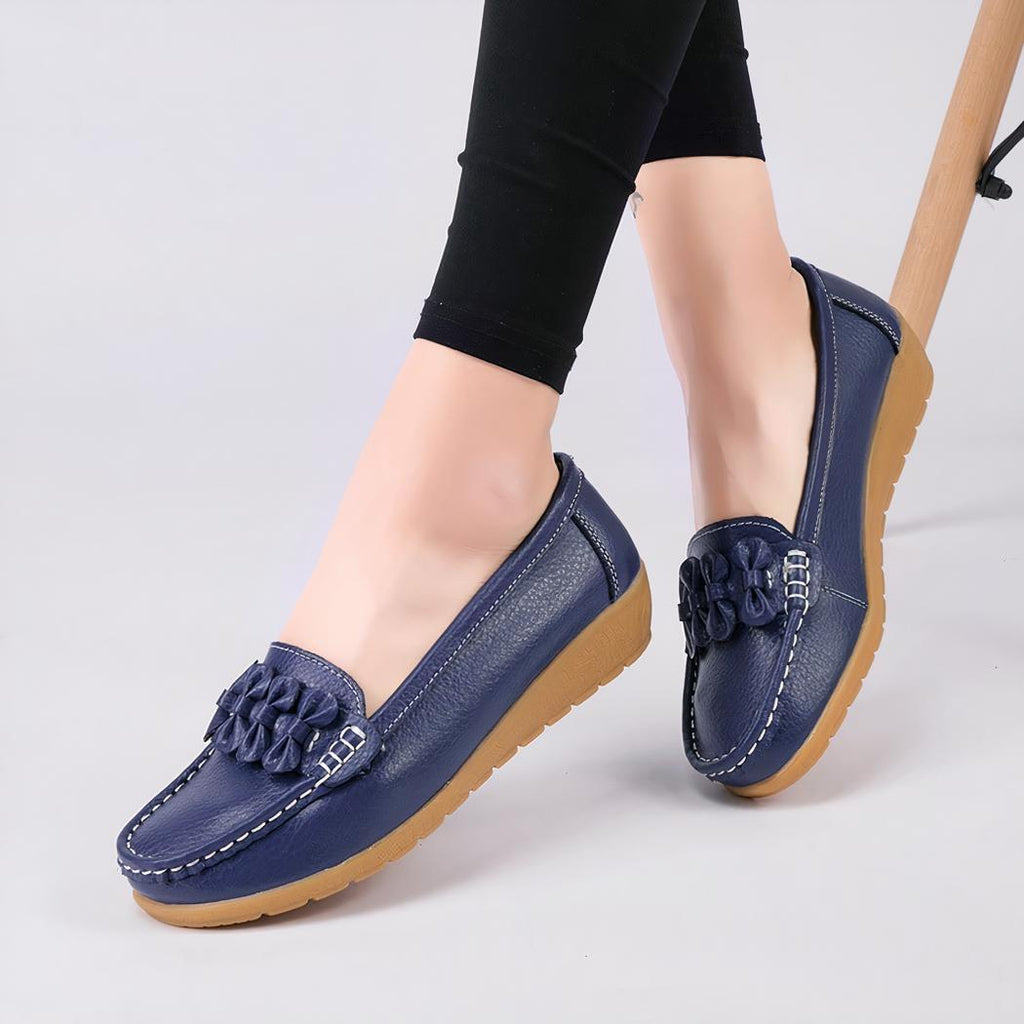 Mocassins à semelle épaisse en cuir pour femme