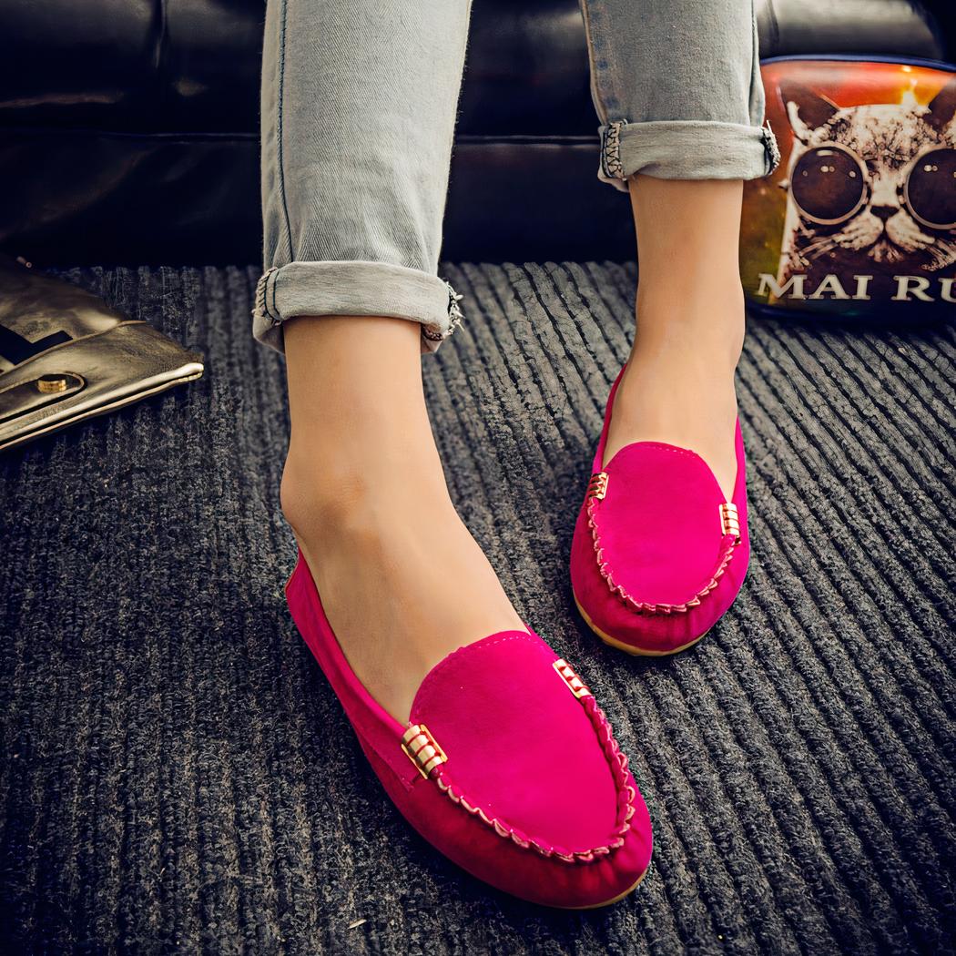mocassin en daim rose pour femme