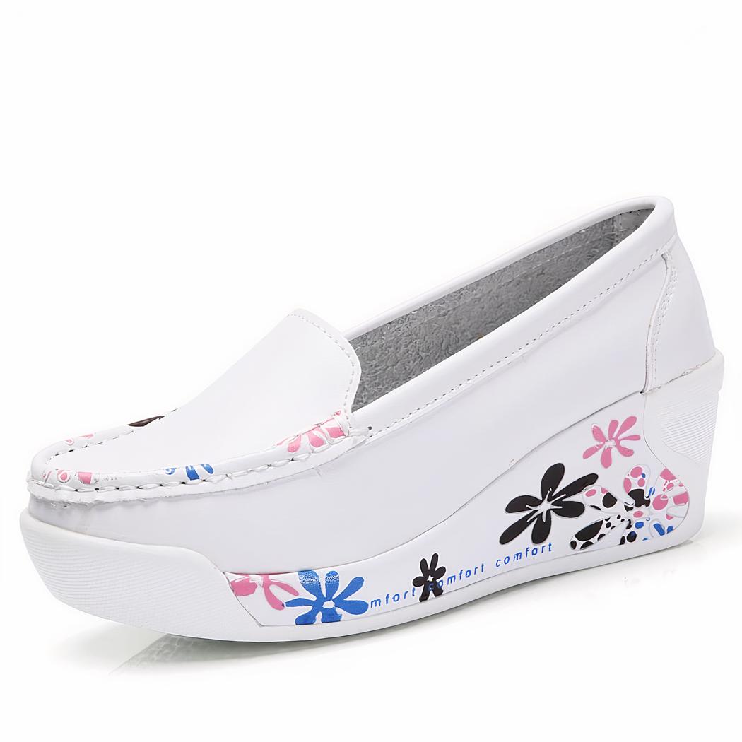 Mocassins à semelles compensées et motifs floraux pour femme