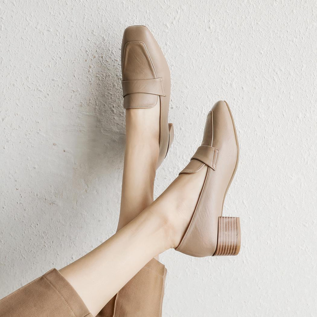 Mocassins classiques à petits talons carrés pour femme