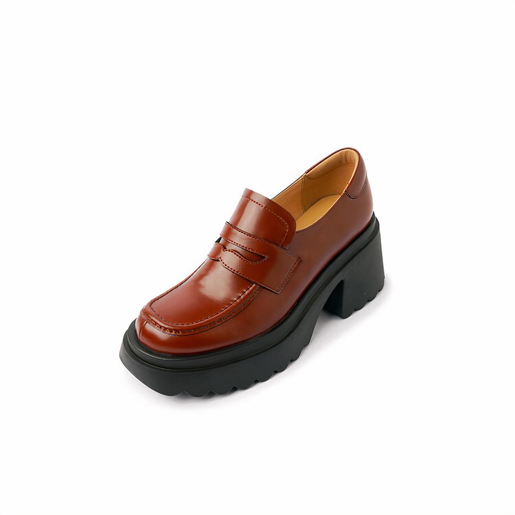 Mocassins à talons en cuir pour femmes