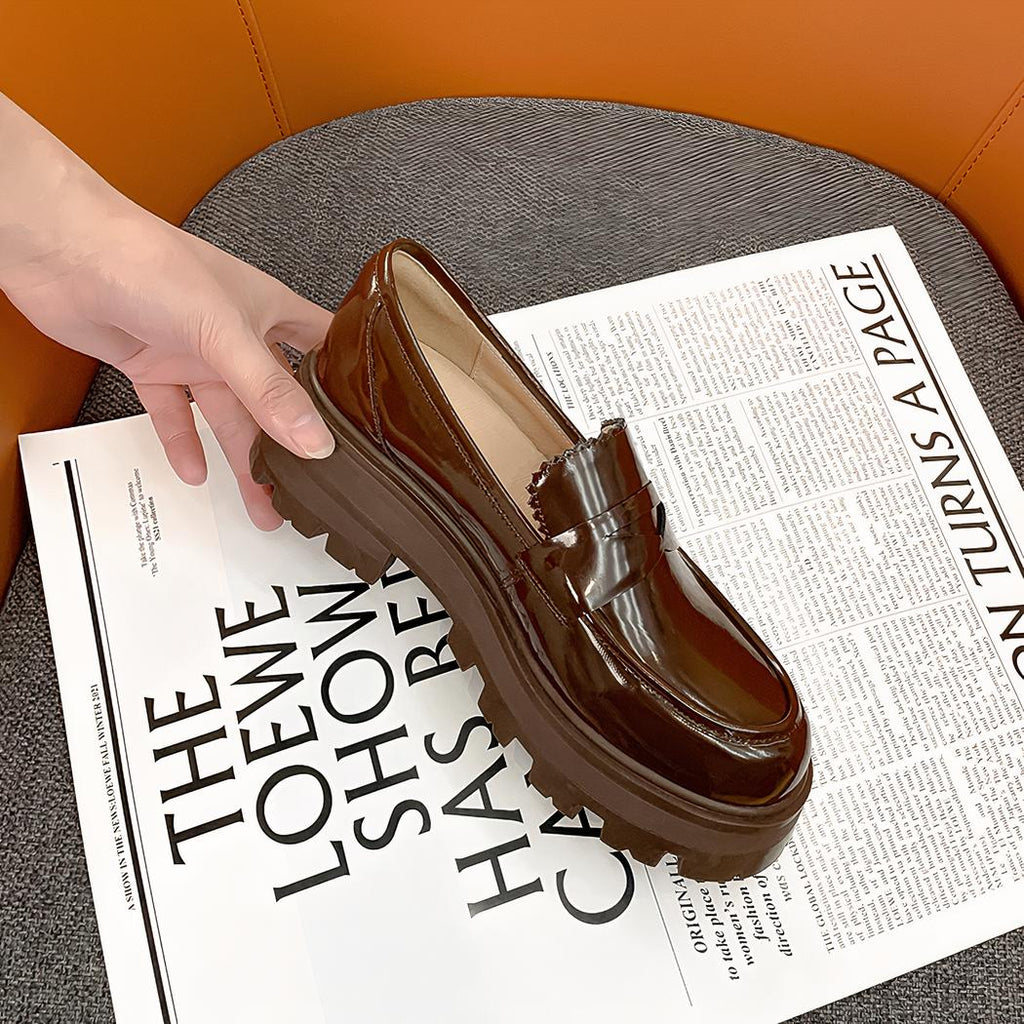 Mocassins à talons et plateforme en cuir vernis pour femme