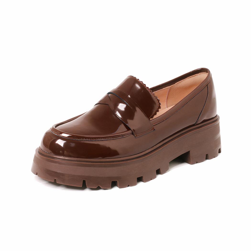 Mocassins à talons et plateforme en cuir vernis pour femme