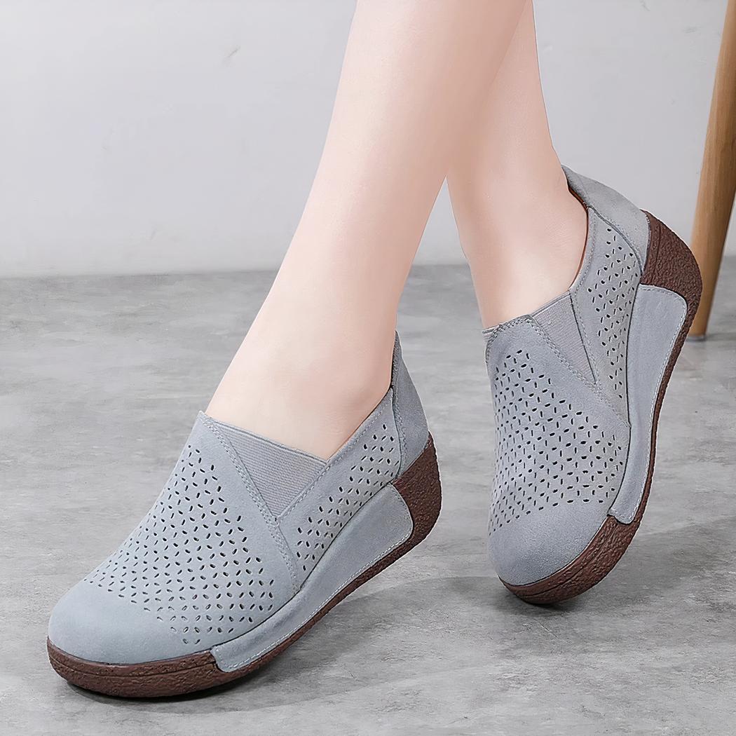 Mocassins ajourés confortables à semelle compensée pour femme