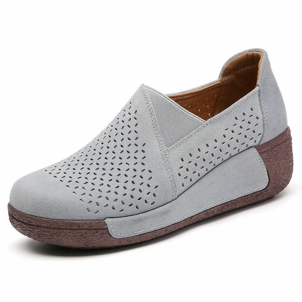 Mocassins ajourés confortables à semelle compensée pour femme