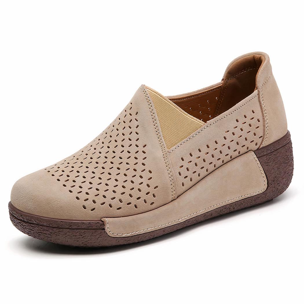 Mocassins ajourés confortables à semelle compensée pour femme