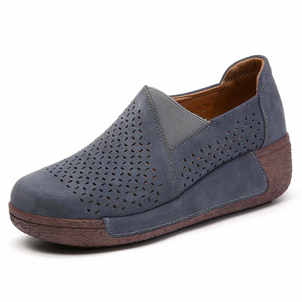 Mocassins ajourés confortables à semelle compensée pour femme