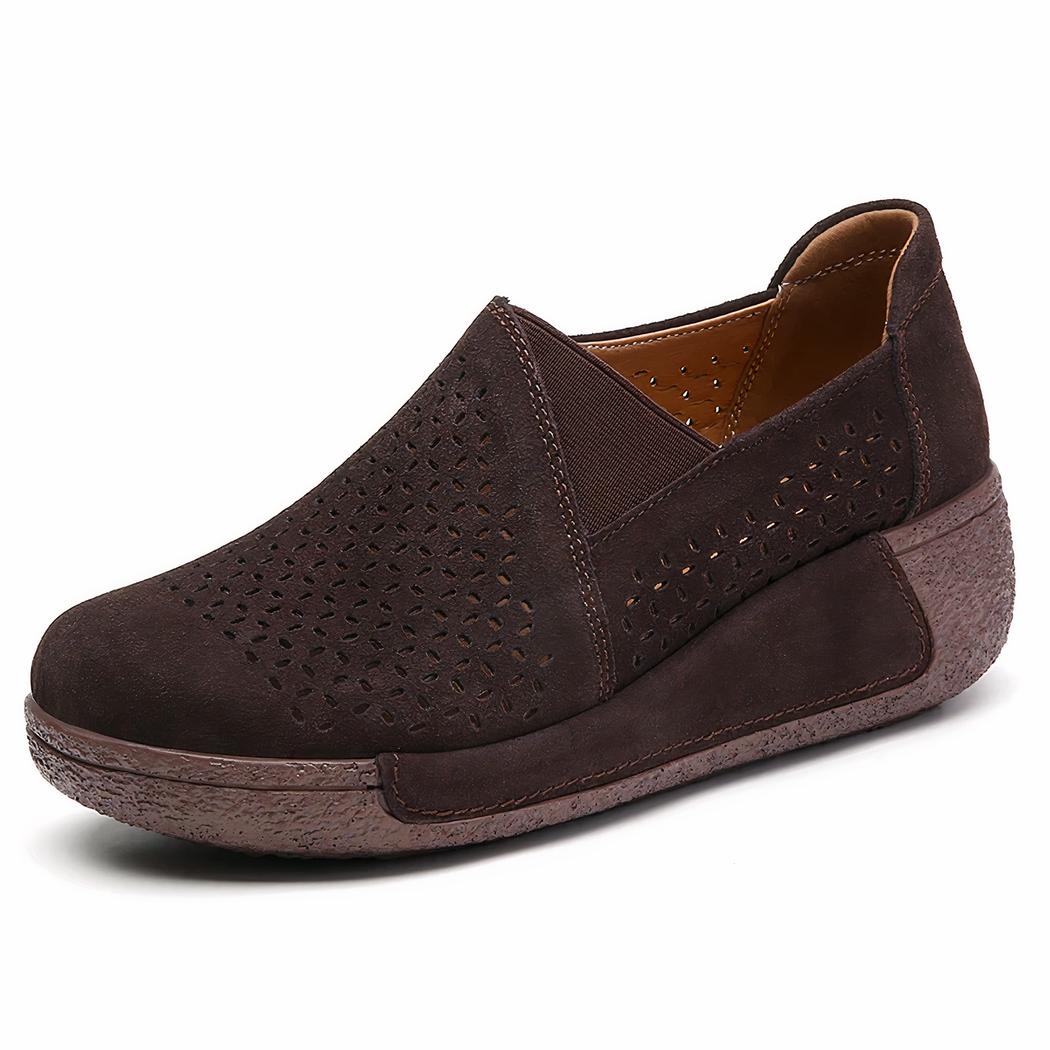 Mocassins ajourés confortables à semelle compensée pour femme