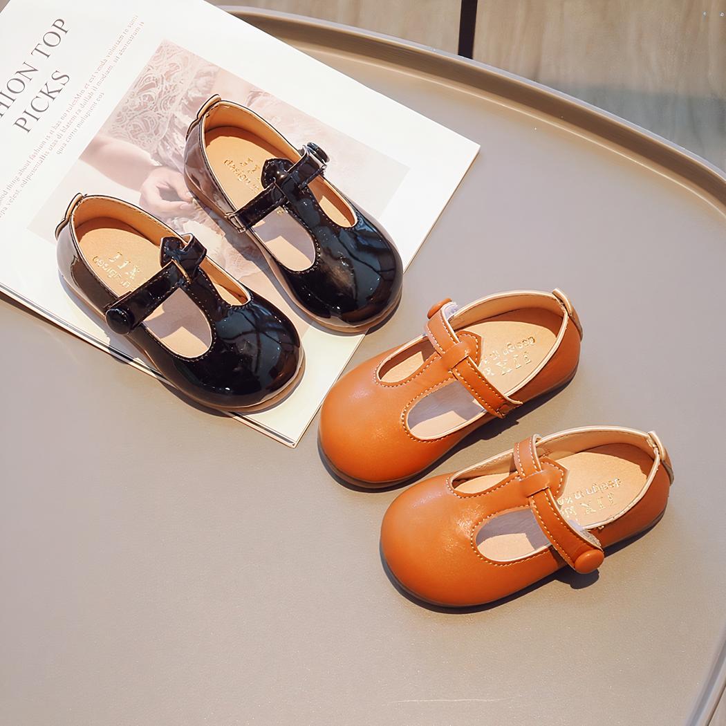 mocassin noir et marron en polyuréthane pour fille
