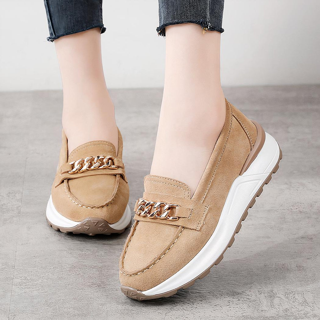 Mocassins baskets à plateforme en suédine