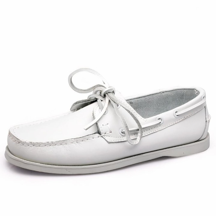 Mocassins bateau à lacets en cuir véritable pour homme