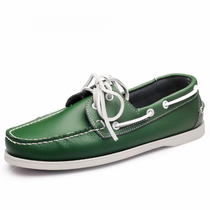 Mocassins bateau à lacets en cuir véritable pour homme