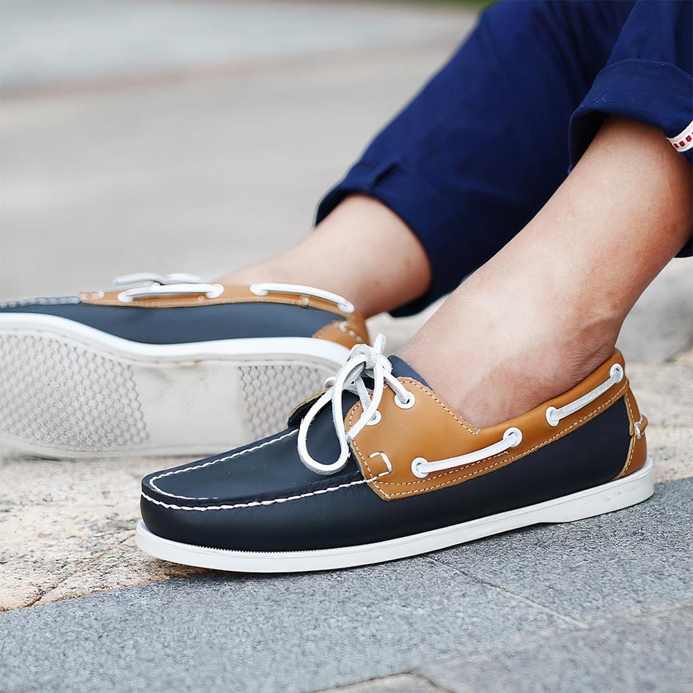 Mocassins bateau à lacets en simili cuir pour homme