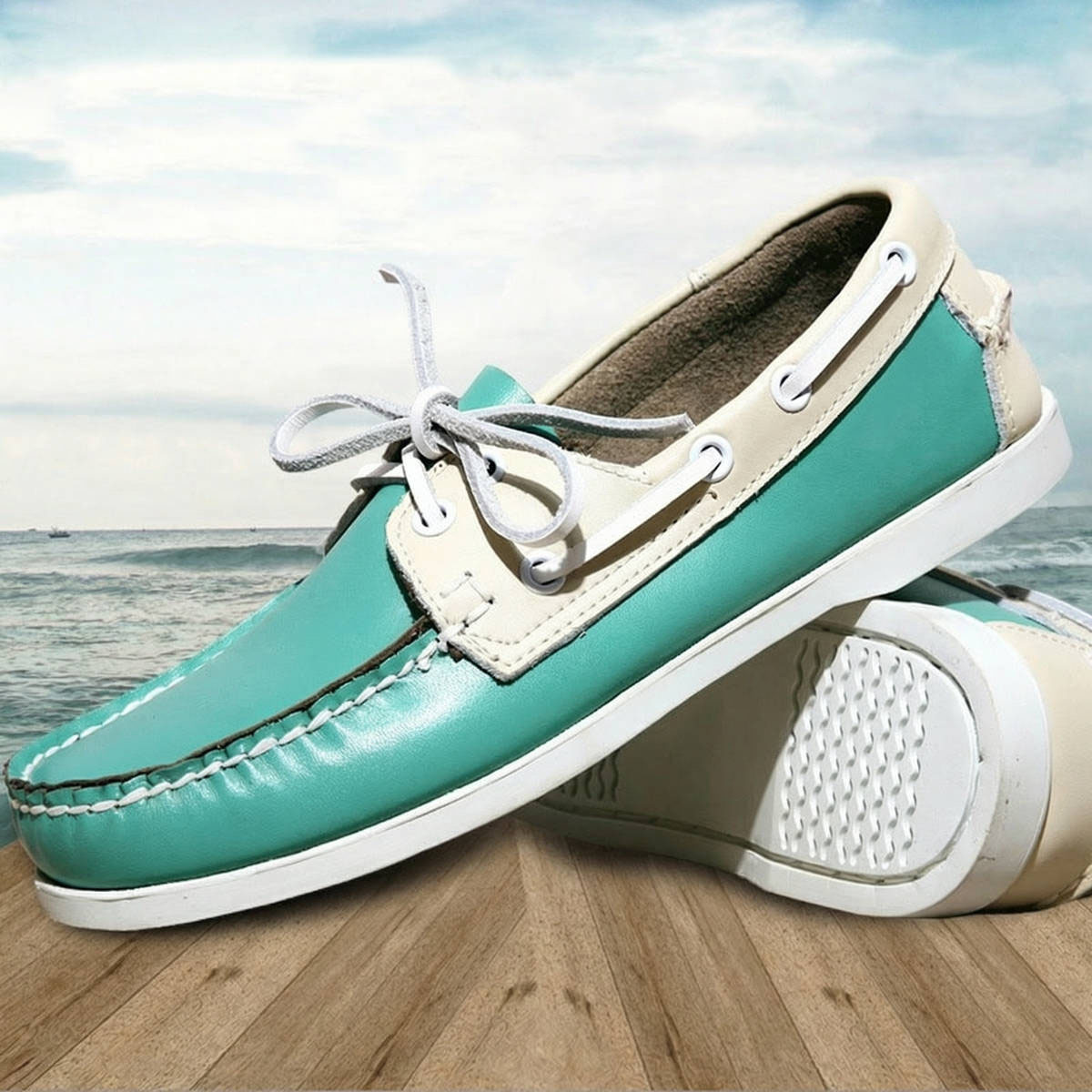 Mocassins bateau grandes tailles en cuir véritable pour homme