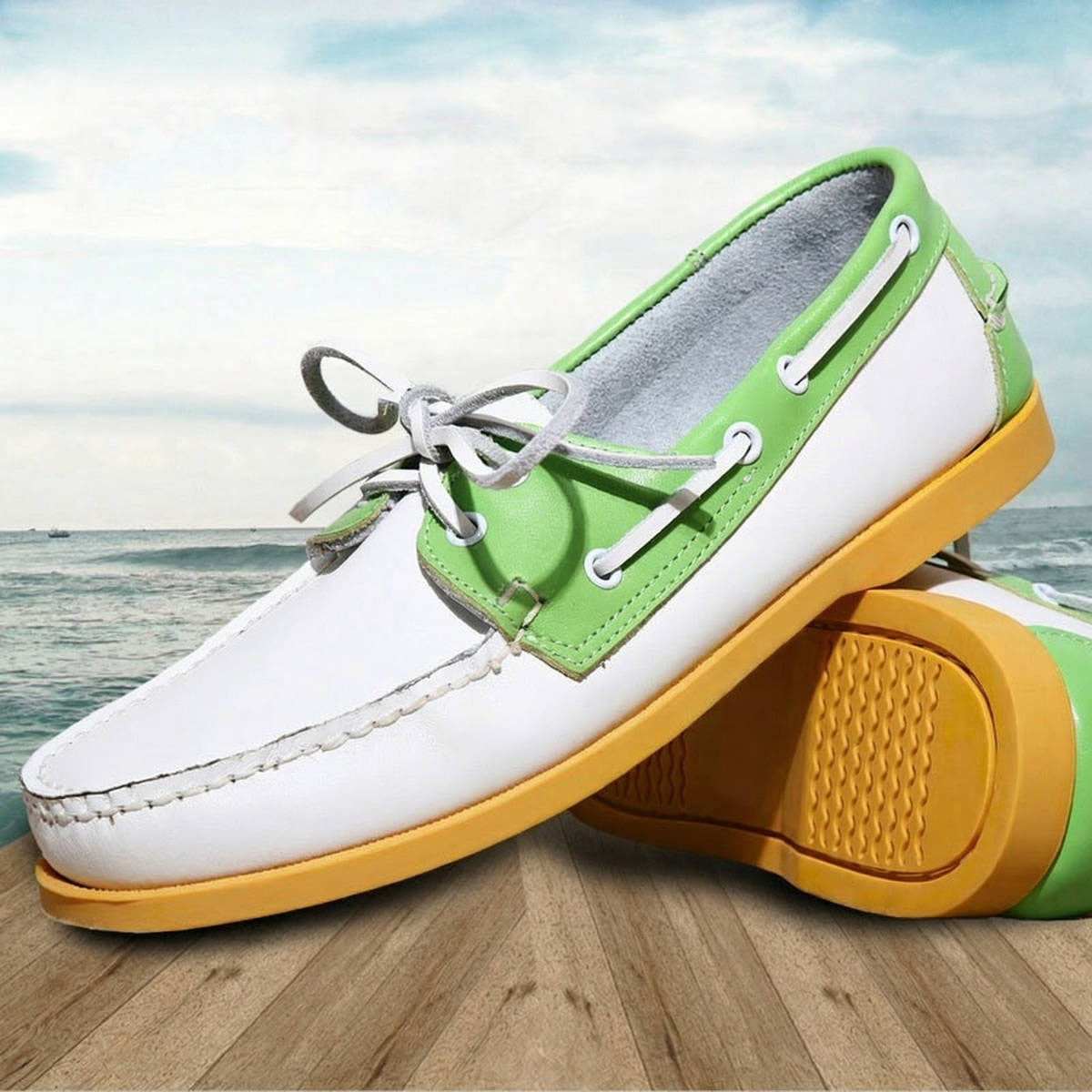 Mocassins bateau grandes tailles en cuir véritable pour homme