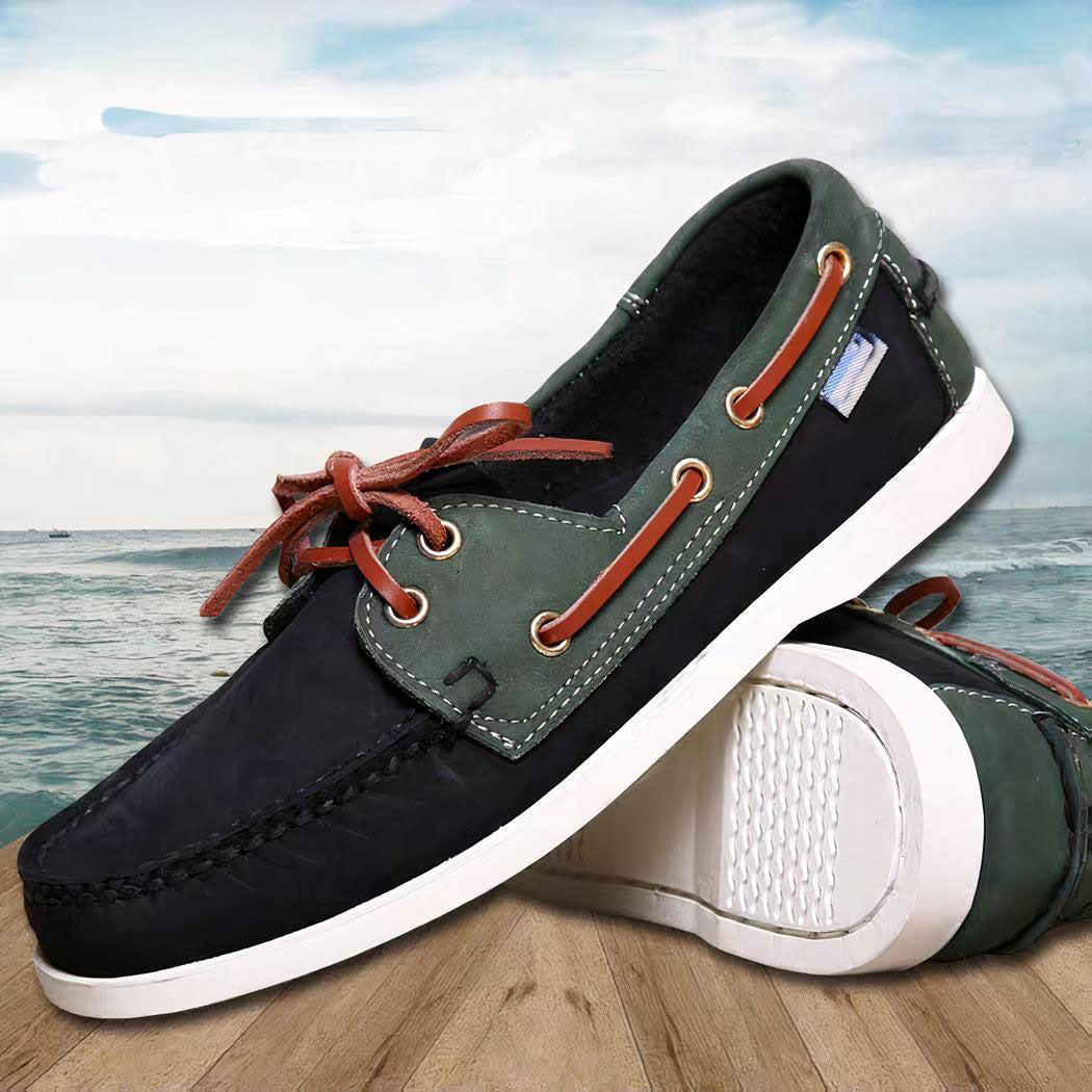 Mocassins bateau grandes tailles en cuir véritable pour homme