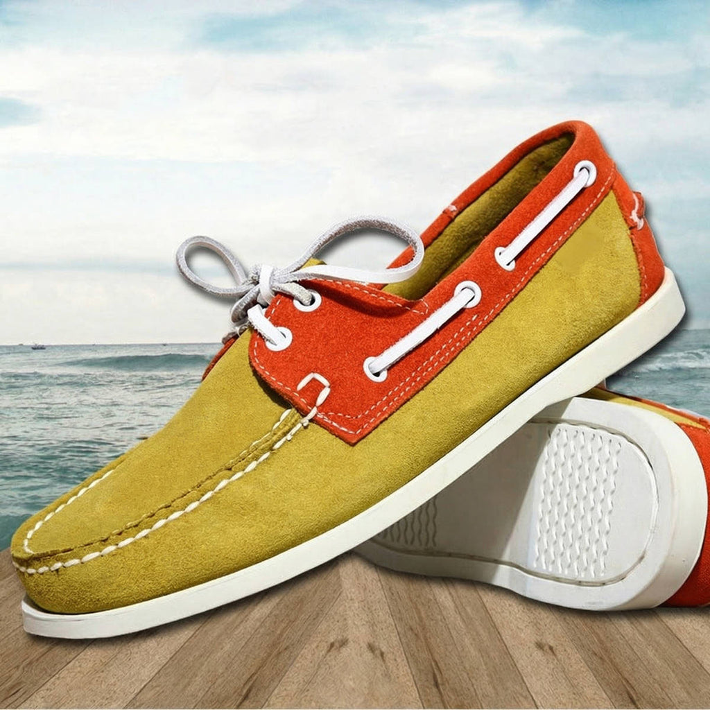 Mocassins bateau grandes tailles en cuir véritable pour homme