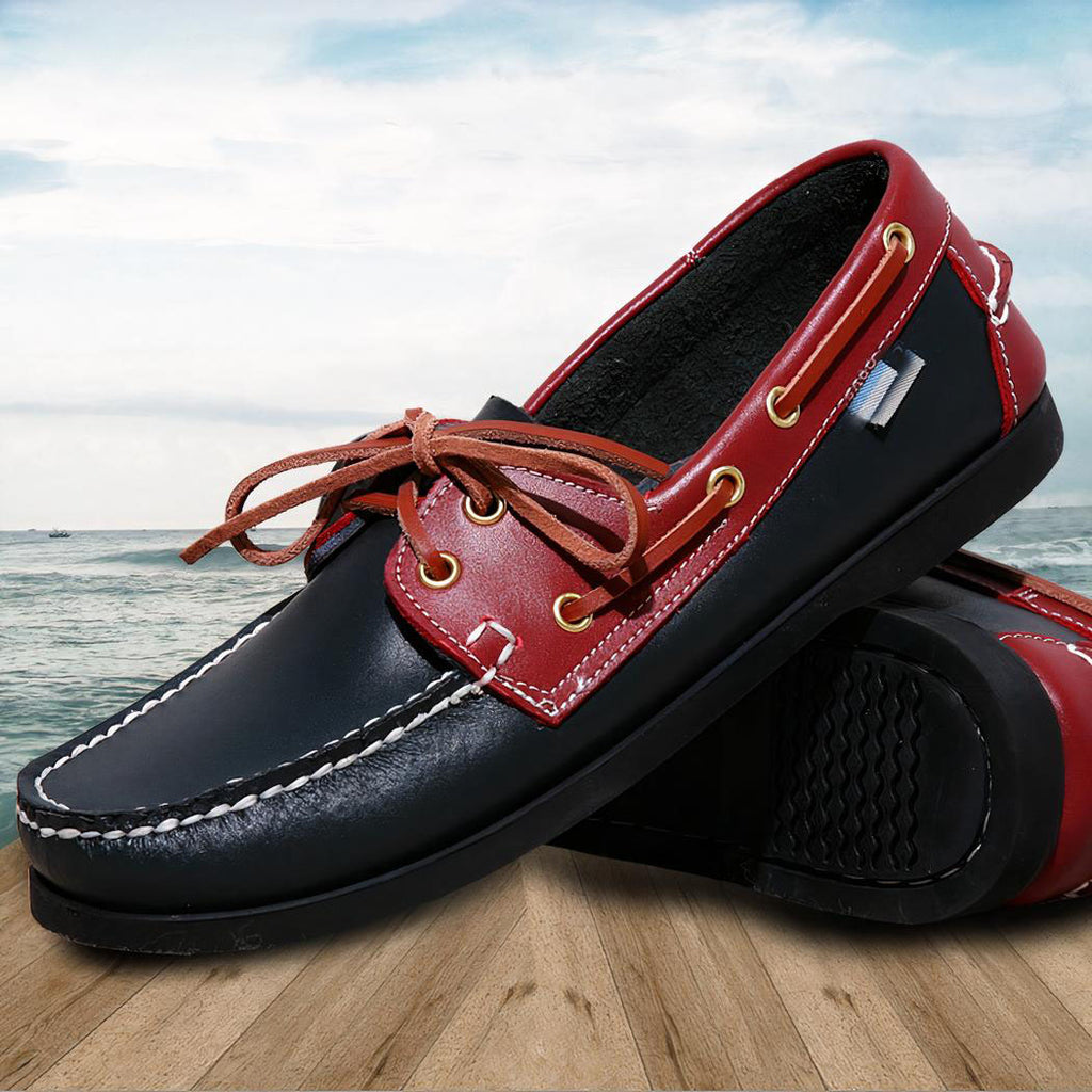 Mocassins bateau grandes tailles en cuir véritable pour homme