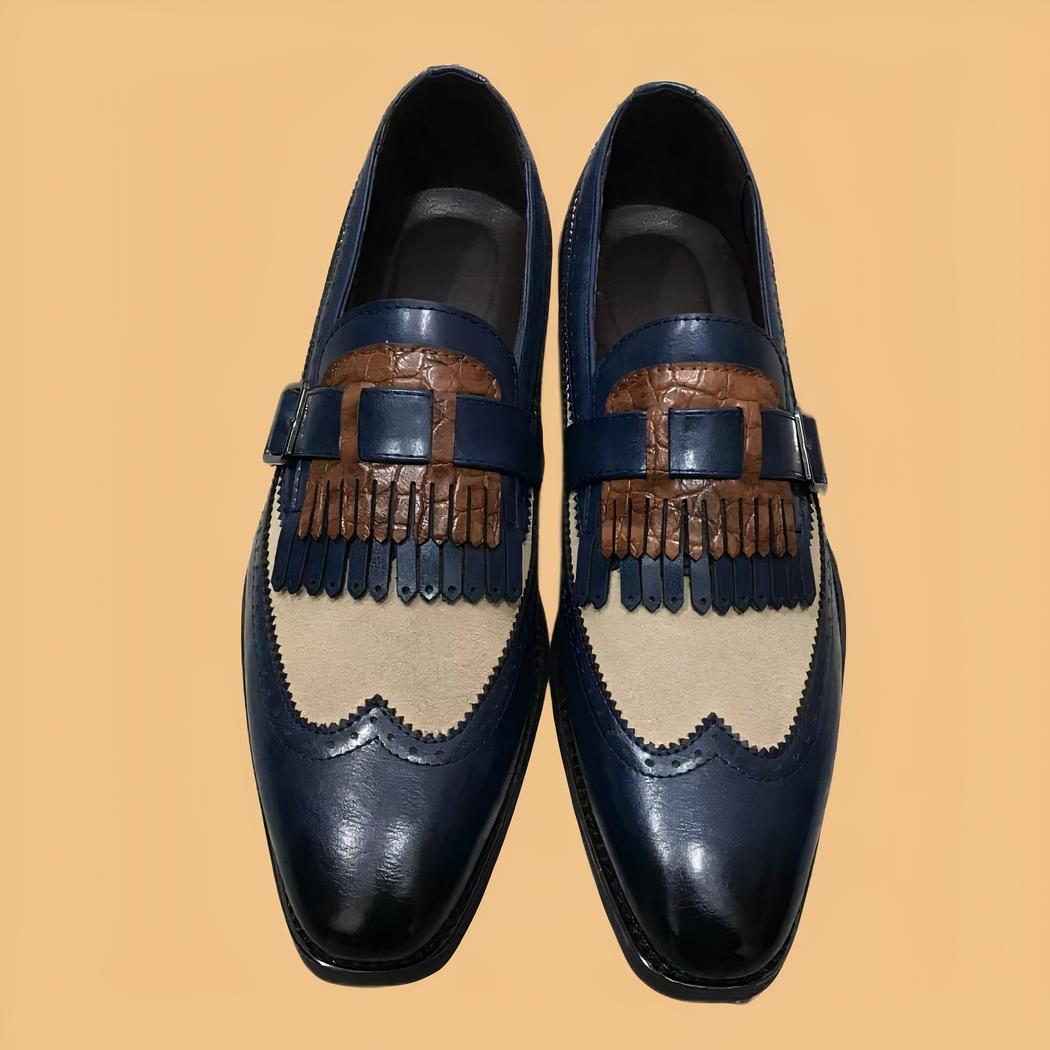 Mocassins bicolores à franges avec boucle