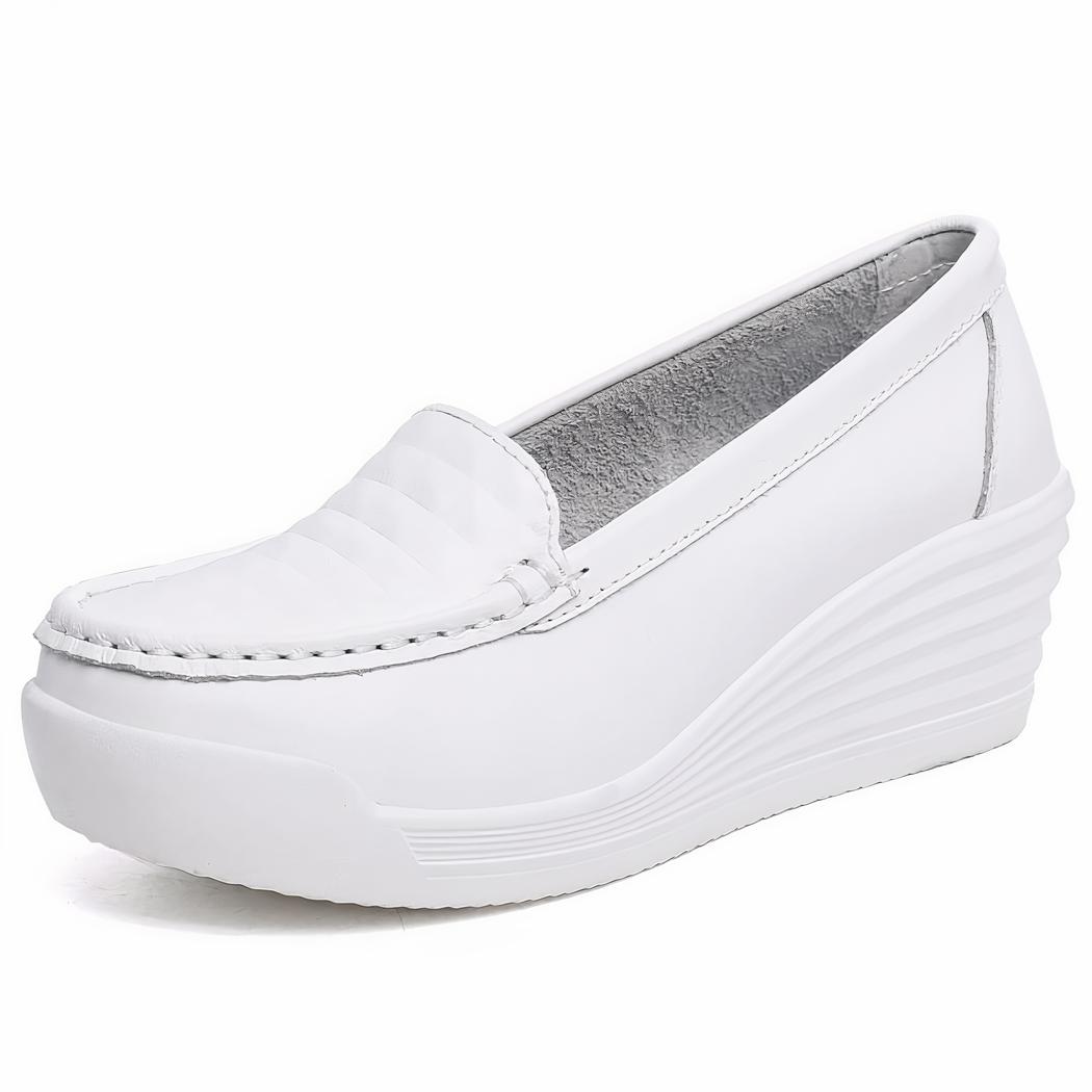 Mocassins blancs à semelles compensées pour femme