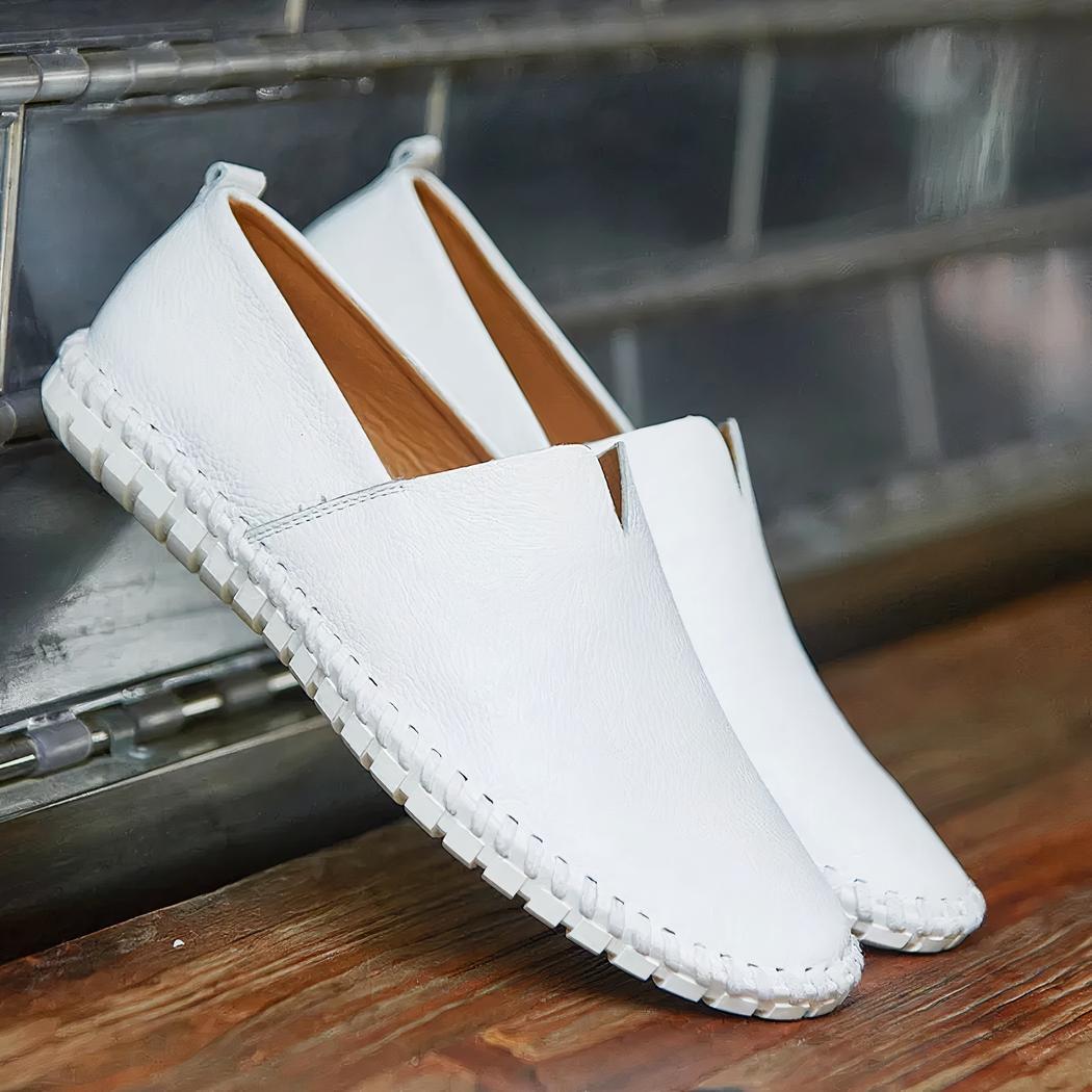 Mocassins blancs décontractés effet cuir pour hommes