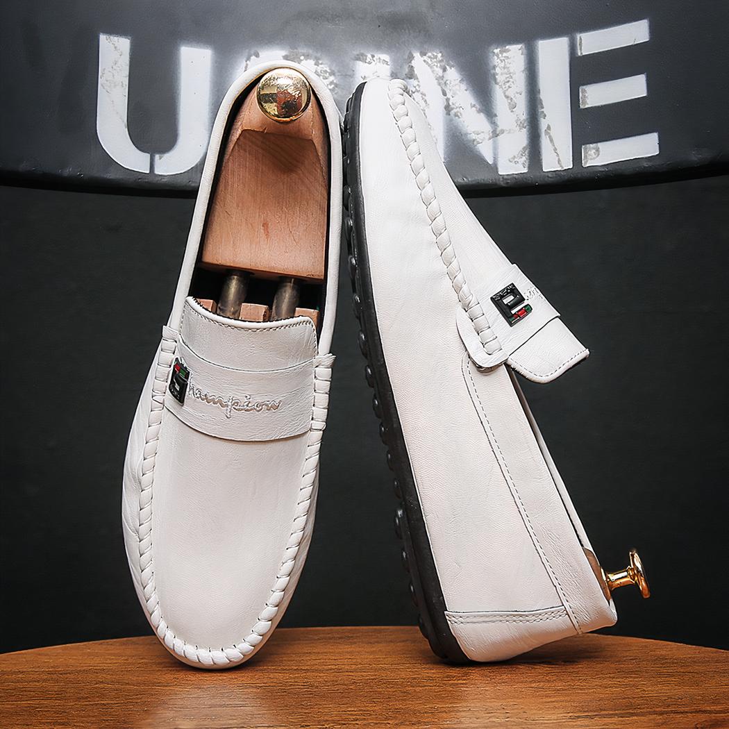 Mocassins blancs en cuir synthétique pour hommes